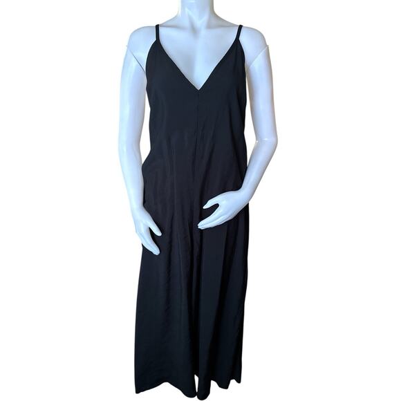 COS Women's V-Neck Wide-Leg Jumpsuit Black Pants L - Picture 1 of 10